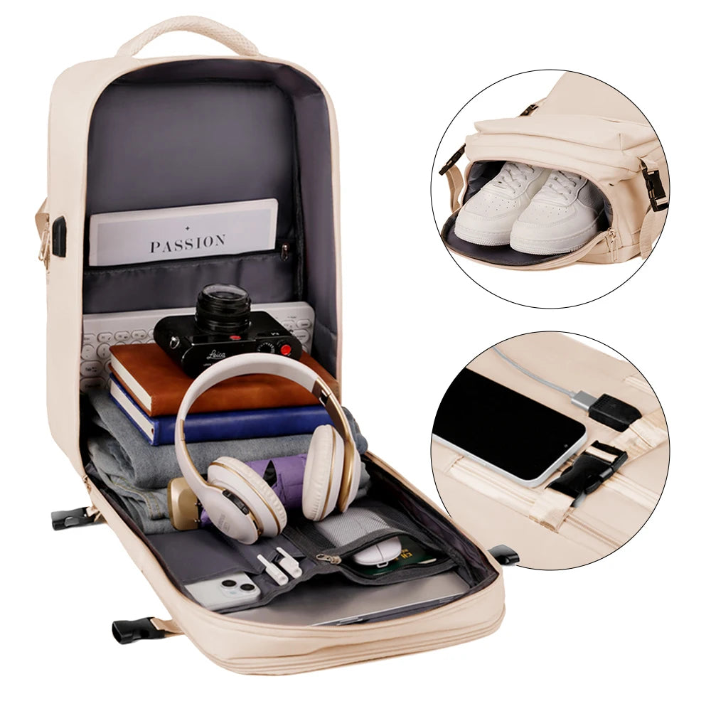 Large Capacity Travel Backpack With Laptop Compartment And Usb Port