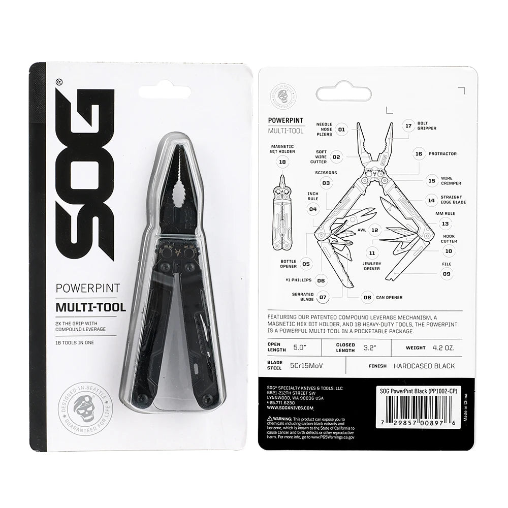 SOG PowerPint Mini 18-in-1 Stainless Steel Multi-tool