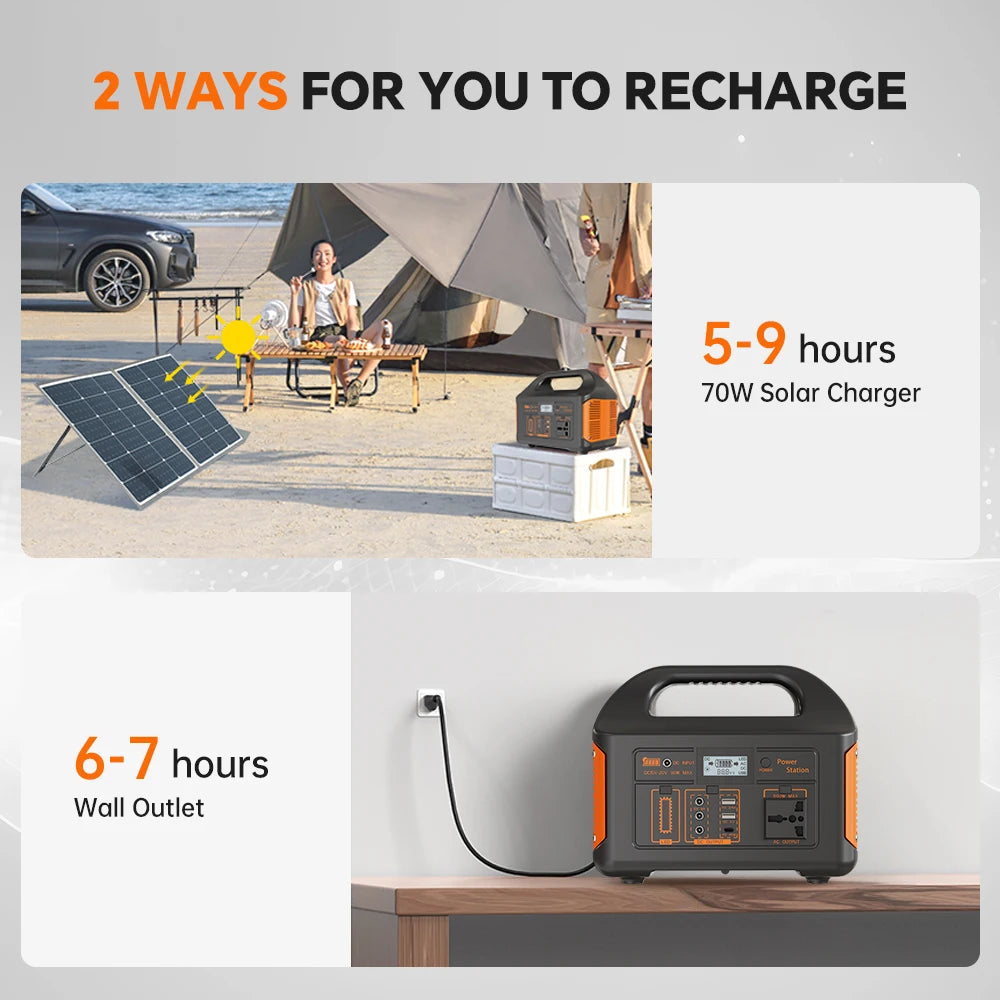 GaiaRay Portable Solar Power Station 500W 460Wh LiFePO4 Battery