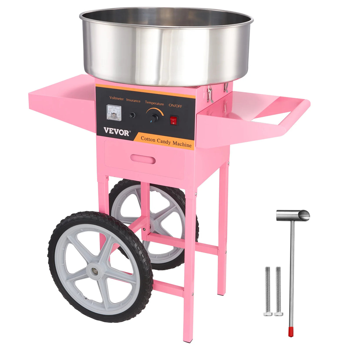 SucceBuy Commercial Electric Cotton Candy Machine With Cart And Bowl