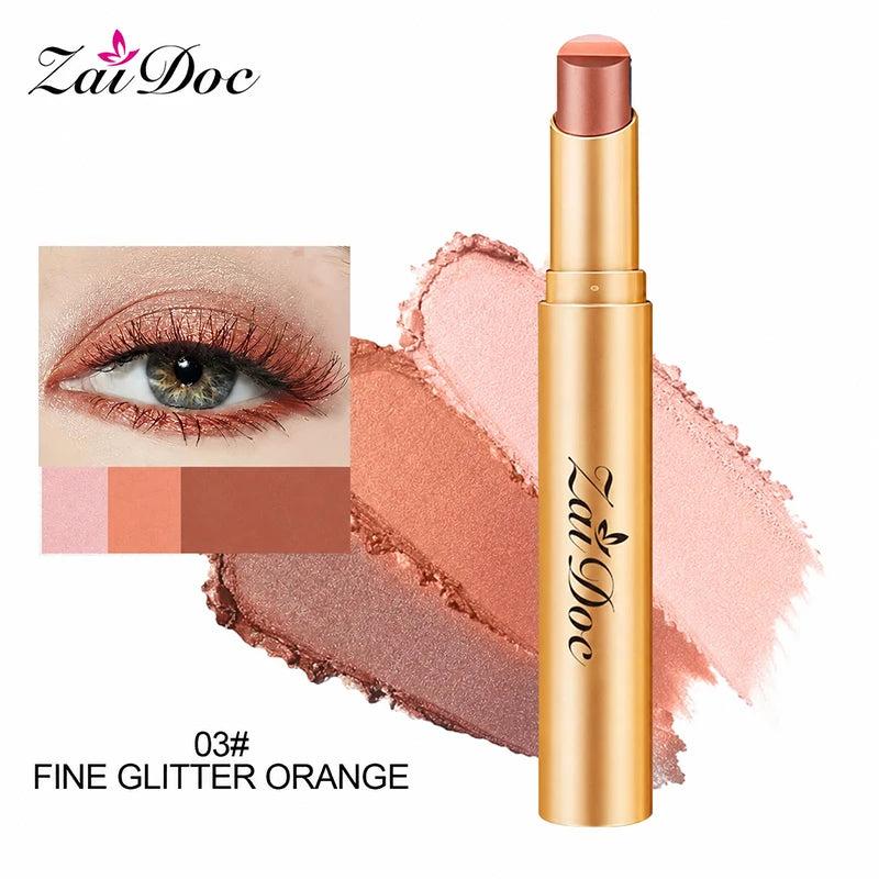 ZaiDoc 3 Color-in-1 Eyeshadow Stick Glitter Shimmer Natural Creamy Long Lasting Makeup 3.5g Each