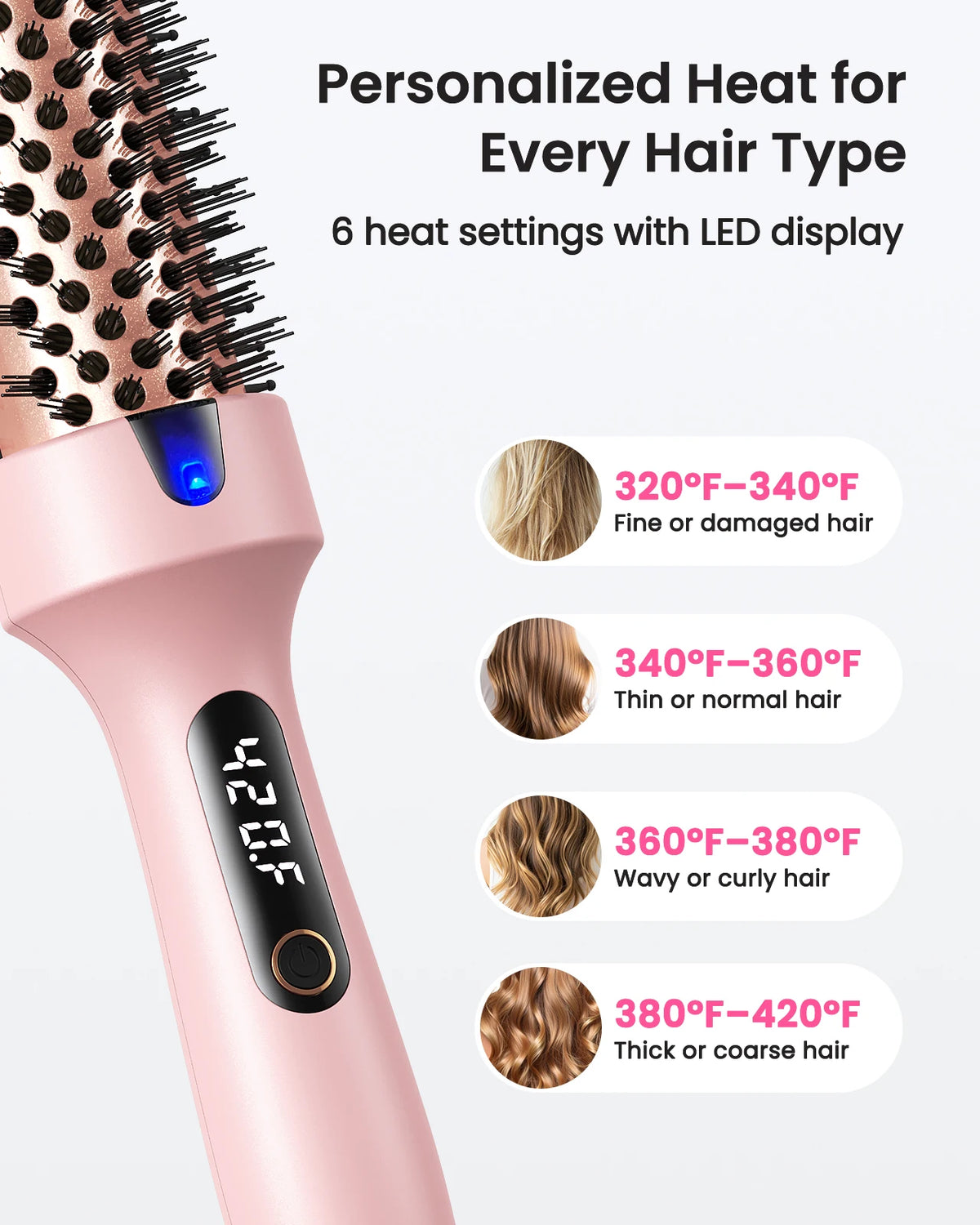 Bopal Heated Curling Iron Brush Anti Scald Hair Volumizing Styler