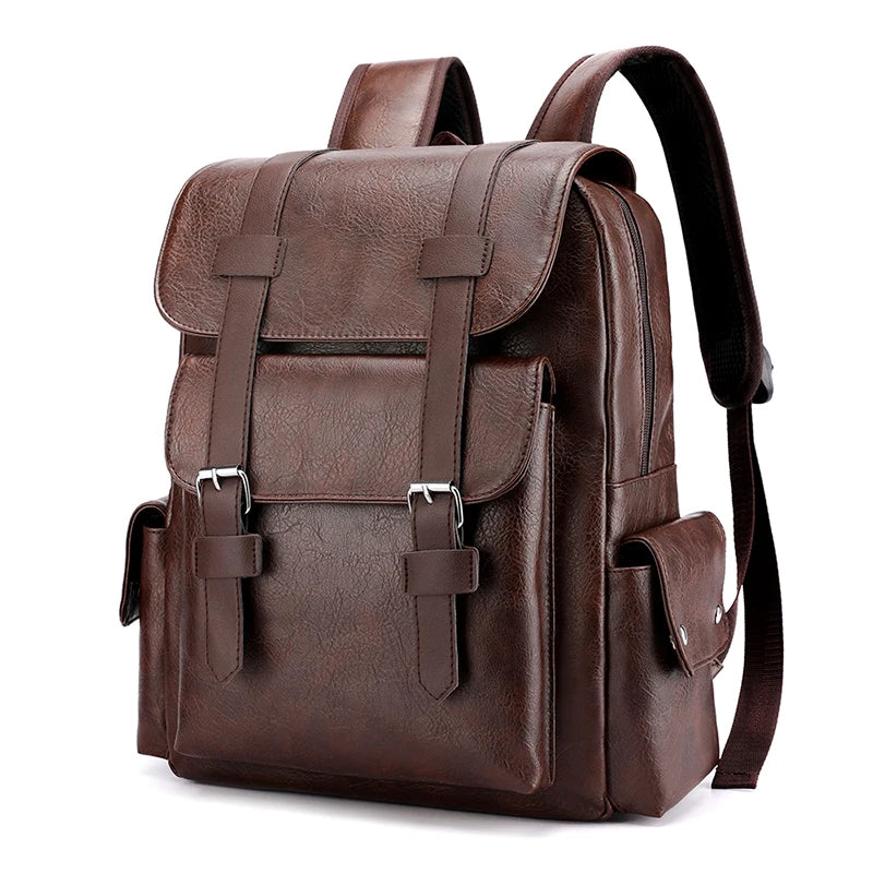 Stylish PU Leather Laptop Backpack With Multiple Pockets