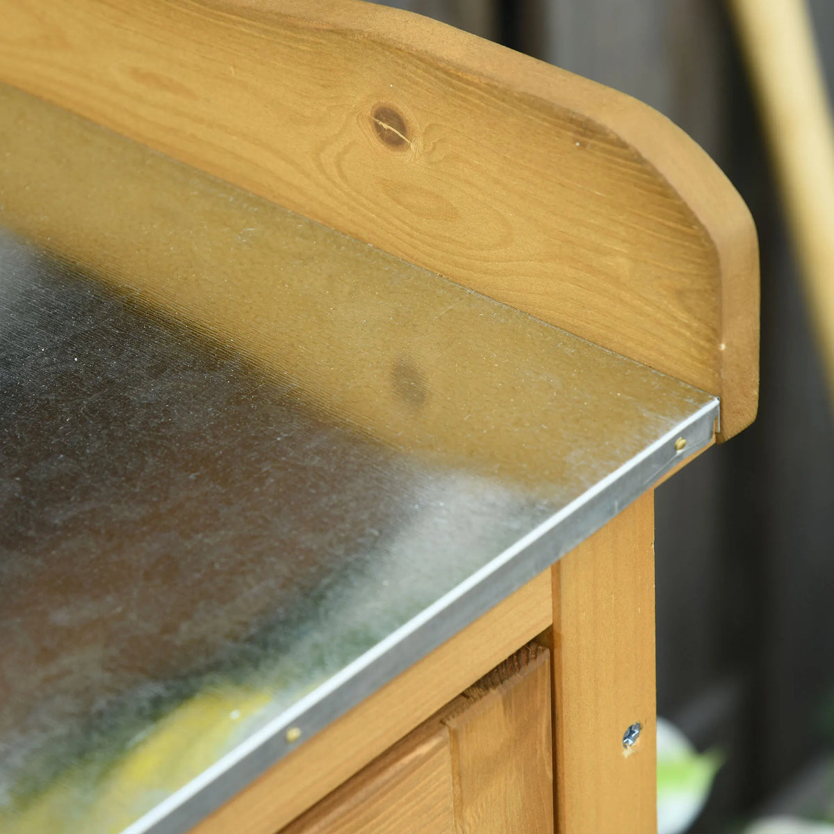 Wooden Potting Bench 3-Tier Storage Cabinet Table with Magnetic Latch Foot Pad