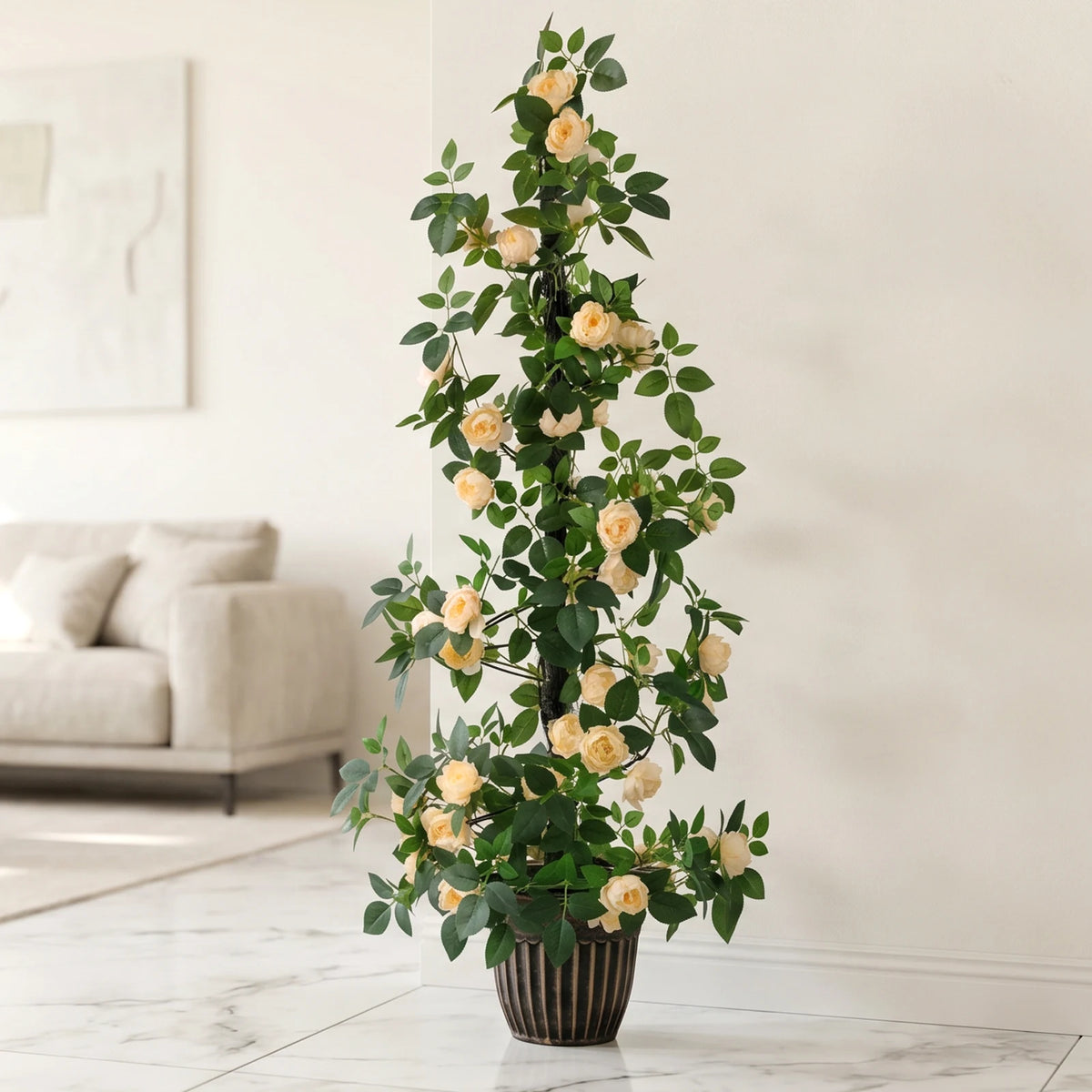 Artificial Rose Tree With Pot For Elegant Indoor Decor