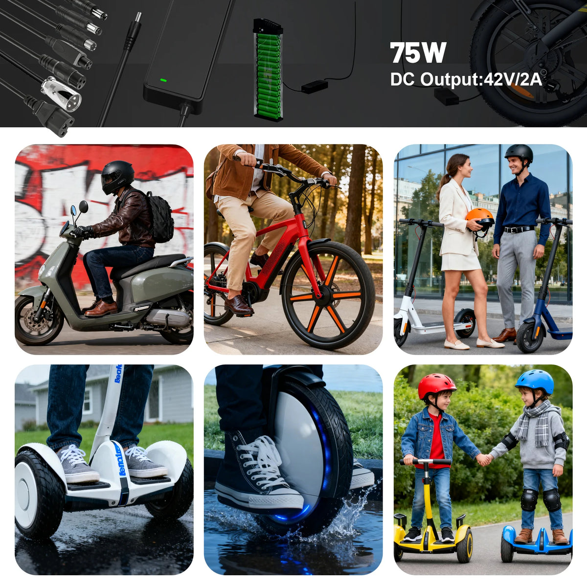 48V Lithium Battery Electric Scooter Fast Charger Power Adapter
