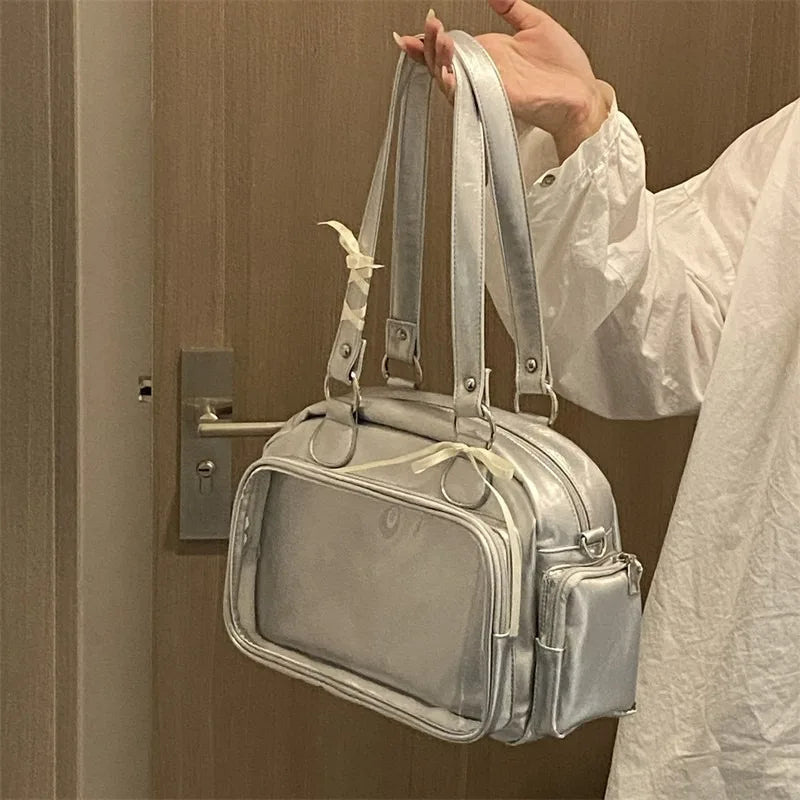 Unisex Soft Tpu Bow Lace Shoulder Bag Portable Crossbody Purse