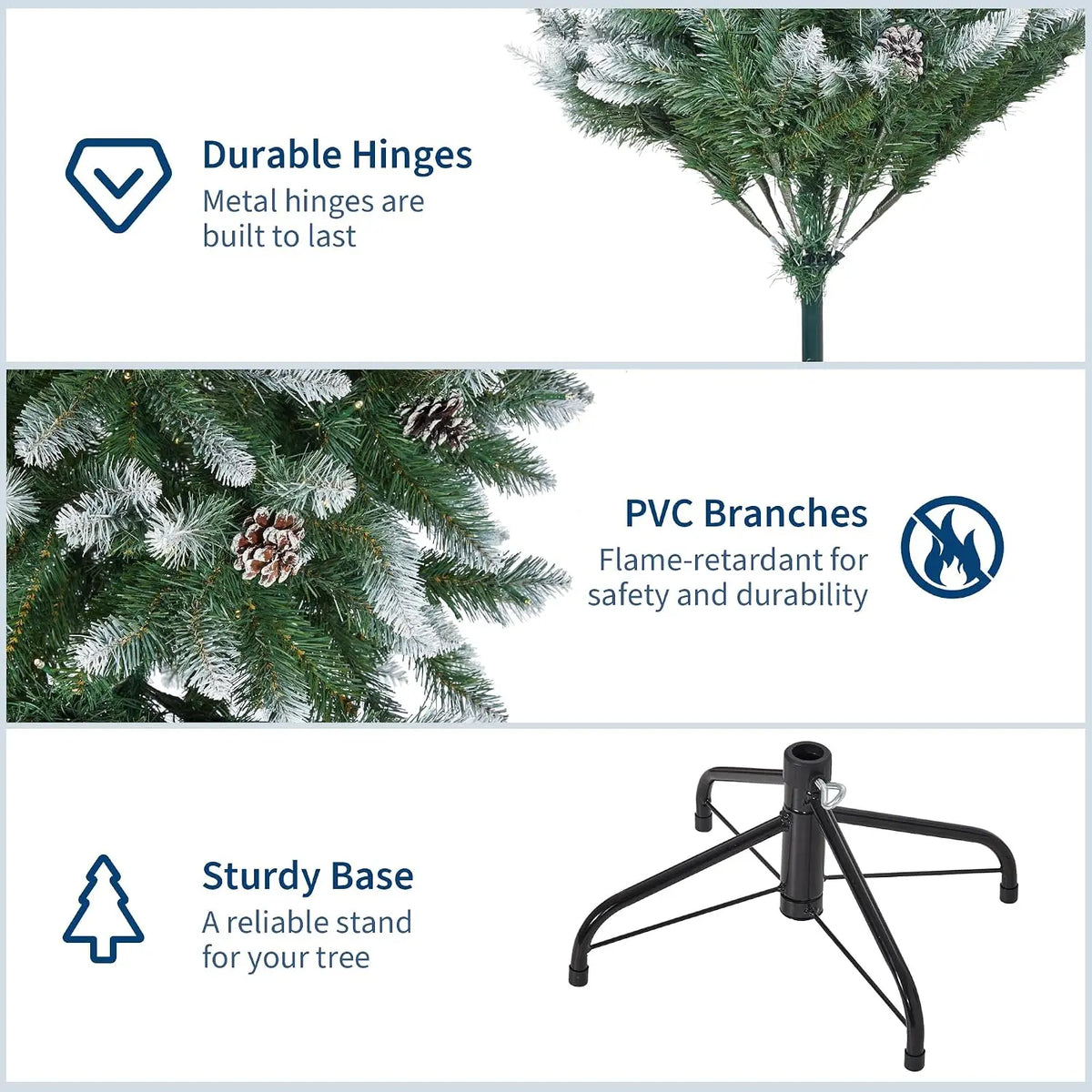 Tacleekii Artificial Christmas Tree With Pinecones And Built In Lights