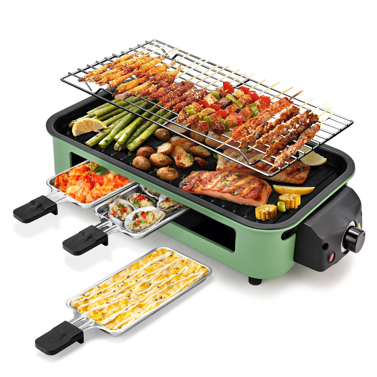 Sumetas Smokeless Electric Grill With Nonstick Removable Tray