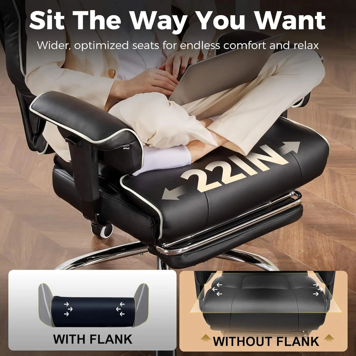 COMHOMA High Back Executive Office Chair Ergonomic Lumbar Support Leather