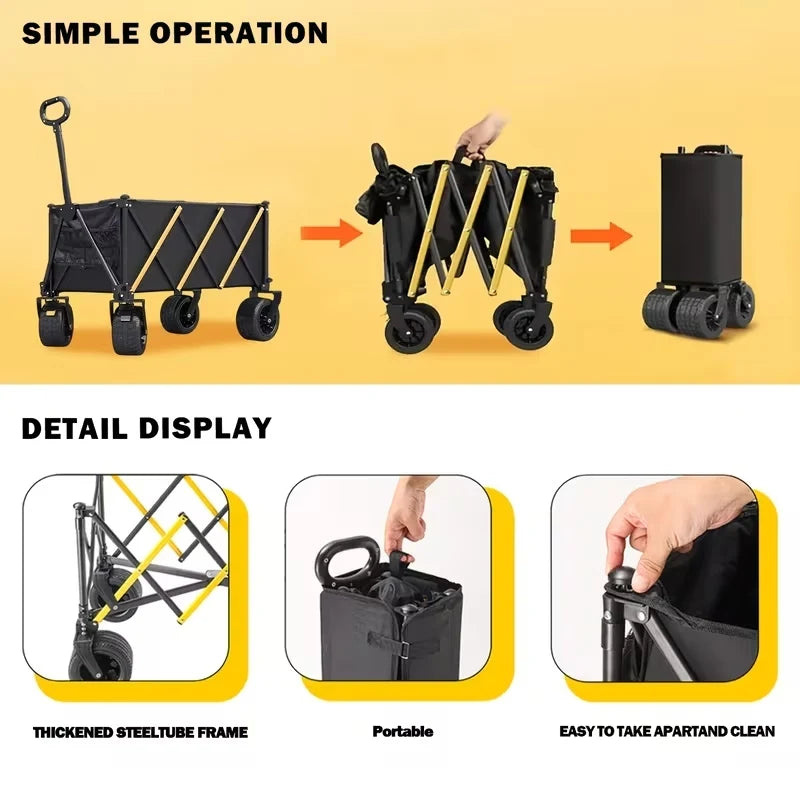 Heavy Duty Folding Utility Wagon Cart For Outdoor Camping