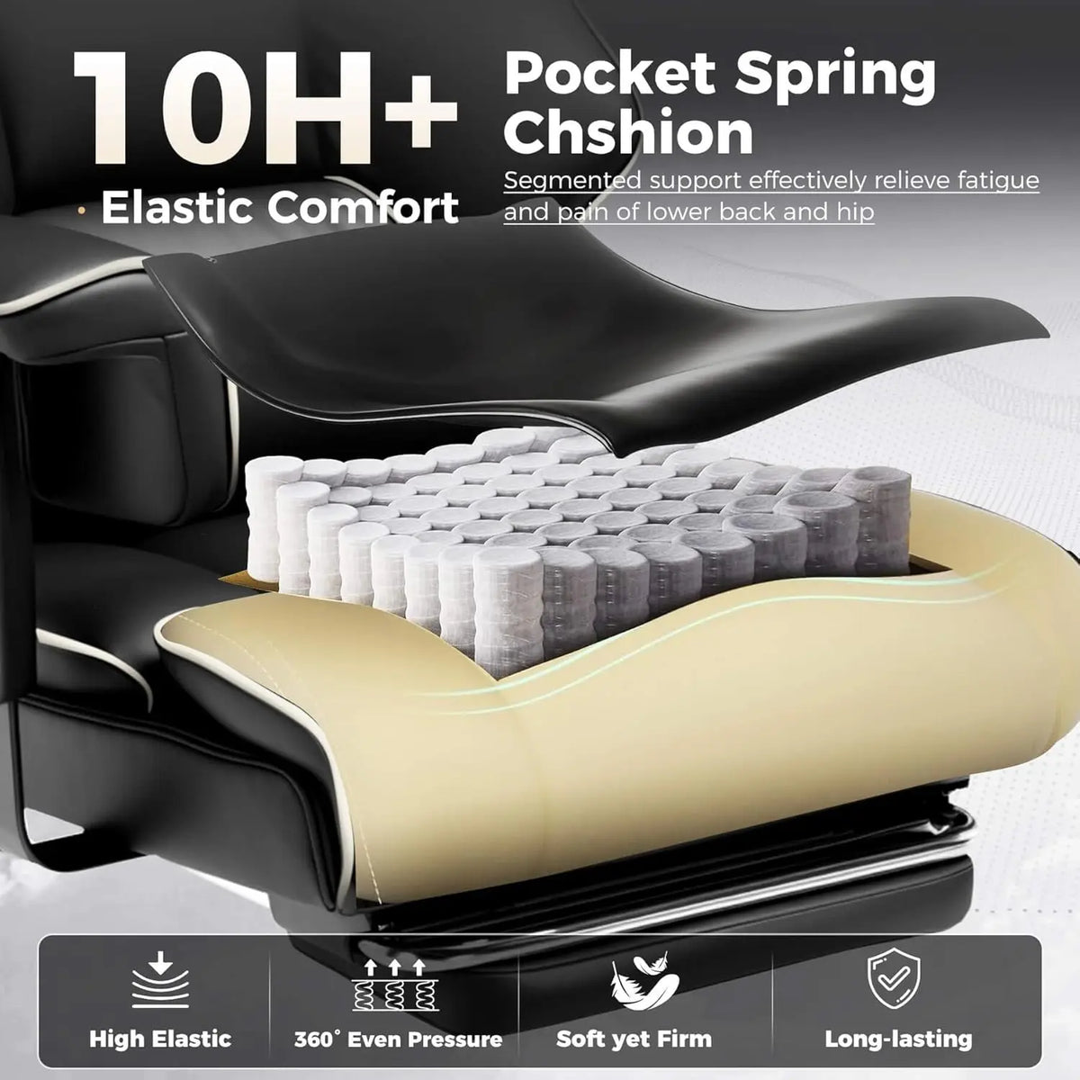 COMHOMA High Back Executive Office Chair Ergonomic Lumbar Support Leather
