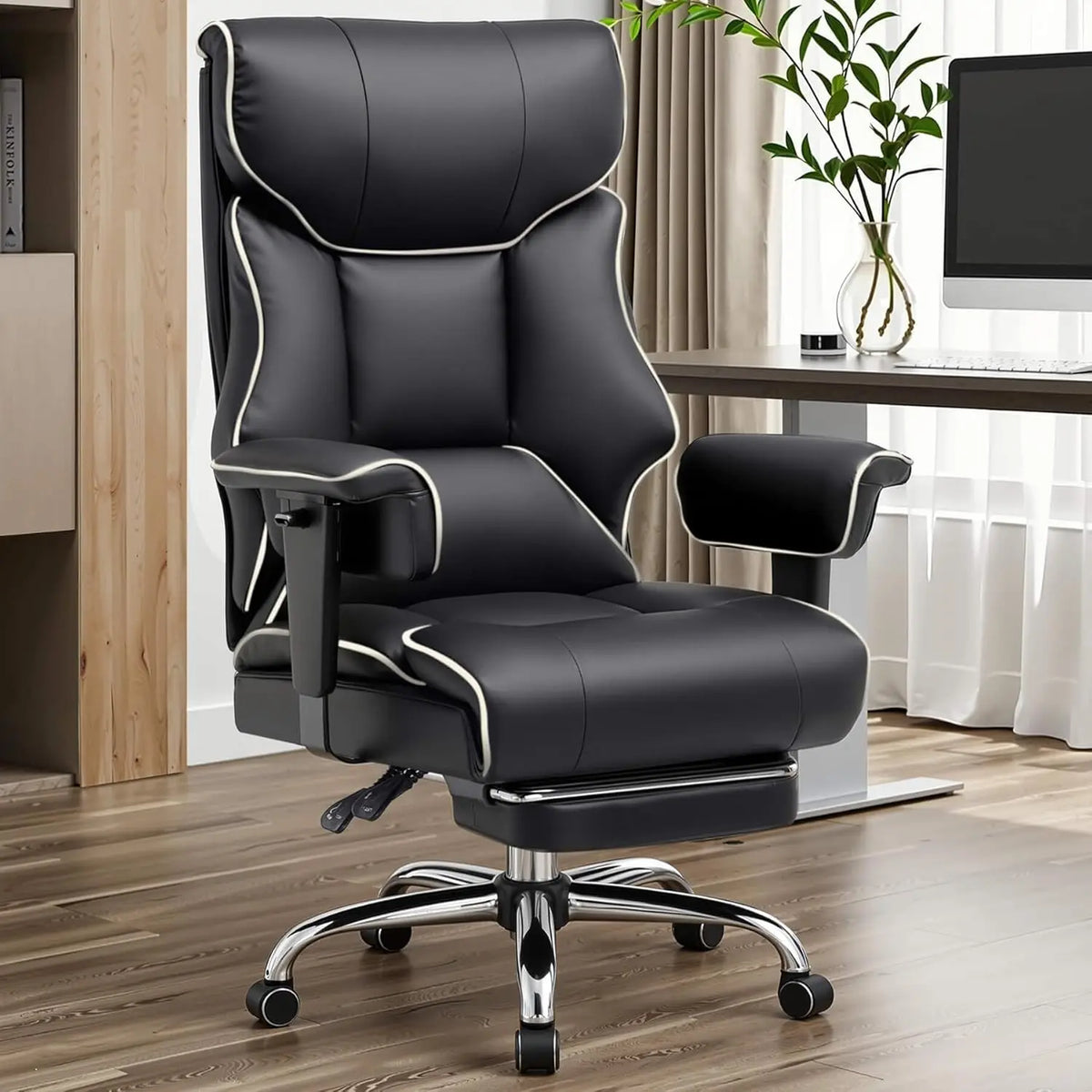 COMHOMA High Back Executive Office Chair Ergonomic Lumbar Support Leather