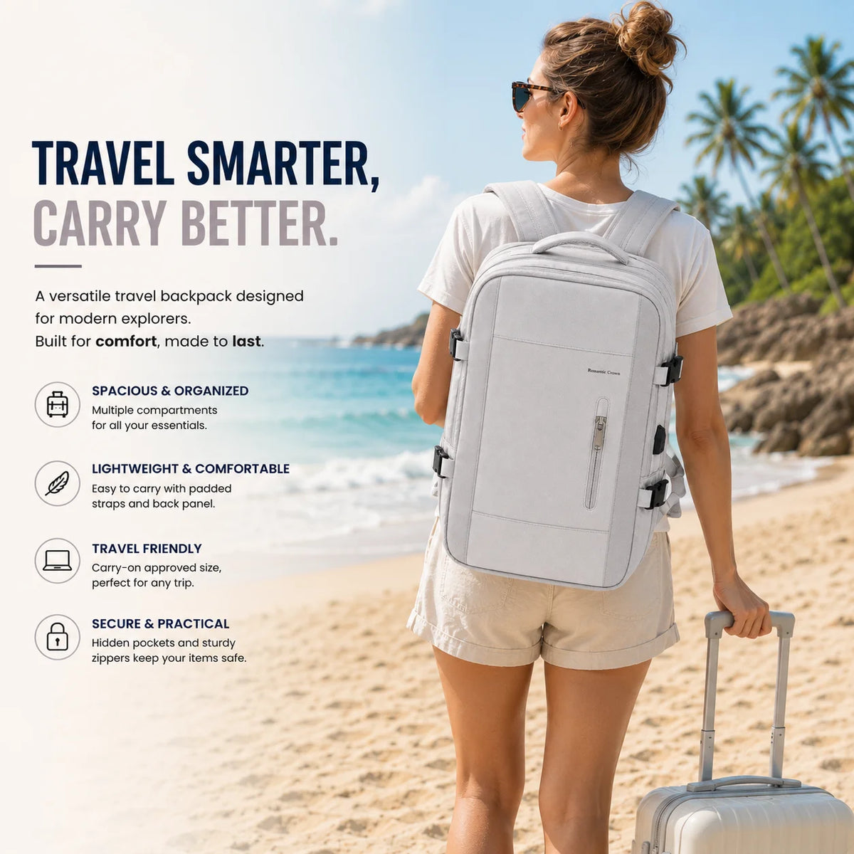 Expandable Travel Laptop Backpack With USB Charging Port And Comfort