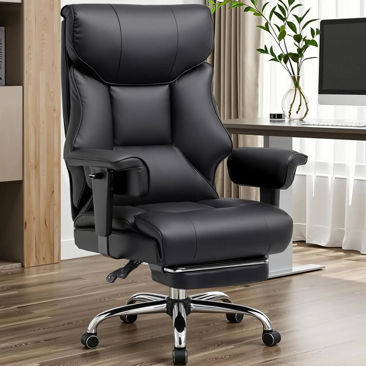 COMHOMA High Back Executive Office Chair Ergonomic Lumbar Support Leather