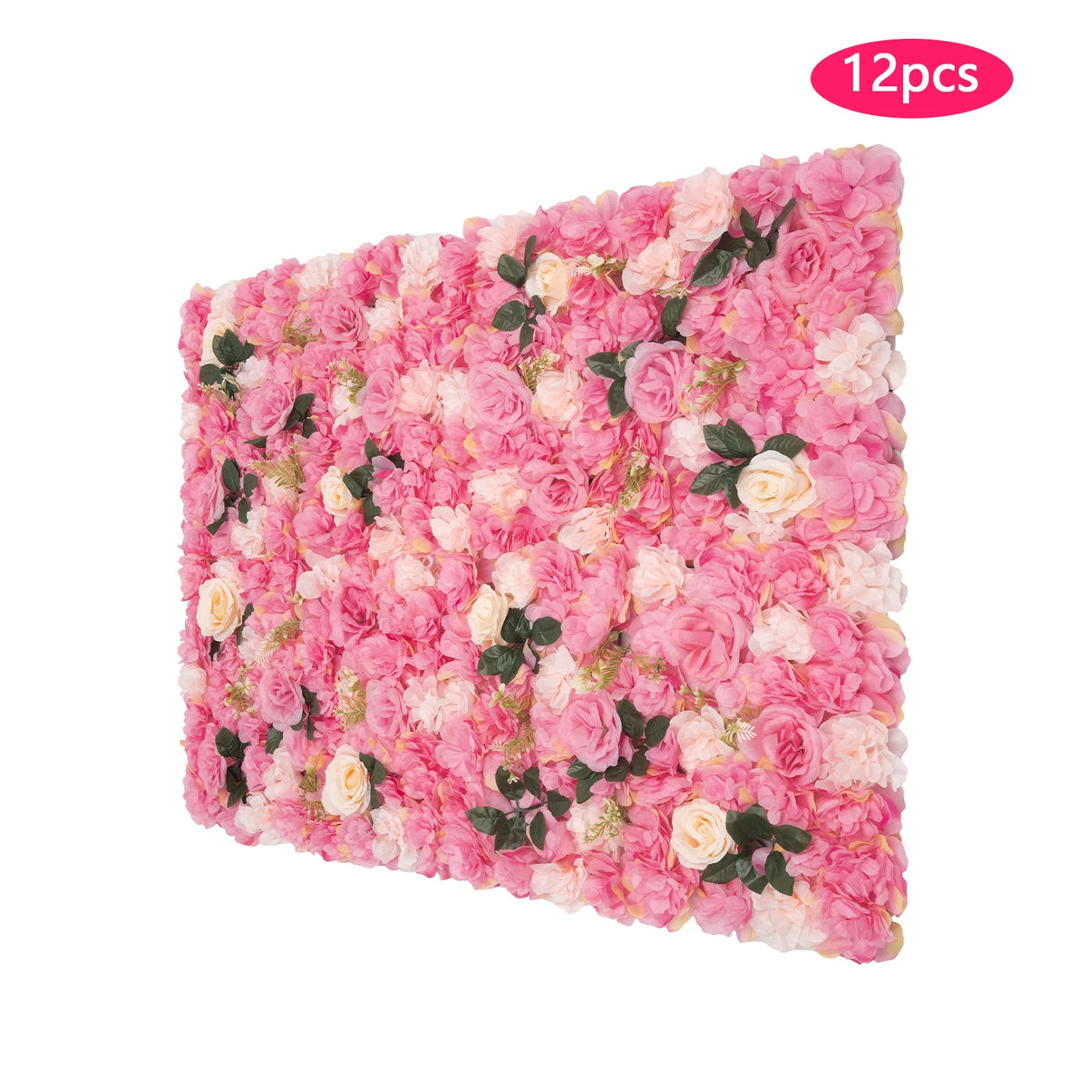 12 Artificial Wallflower Backgrounds, 24' X 16' Pink Floral Siding, for Home Party Wedding Decor Faux Roses in Pink As