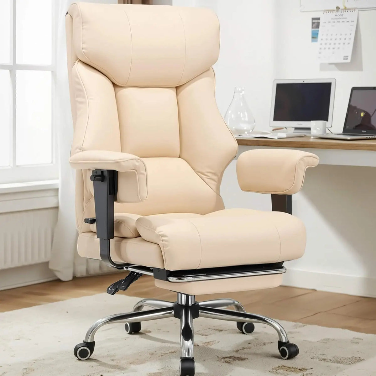 COMHOMA High Back Executive Office Chair Ergonomic Lumbar Support Leather
