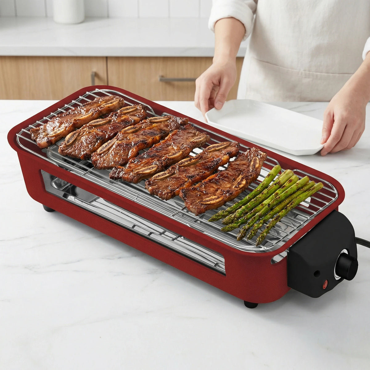 Sumetas Smokeless Electric Grill With Nonstick Removable Tray