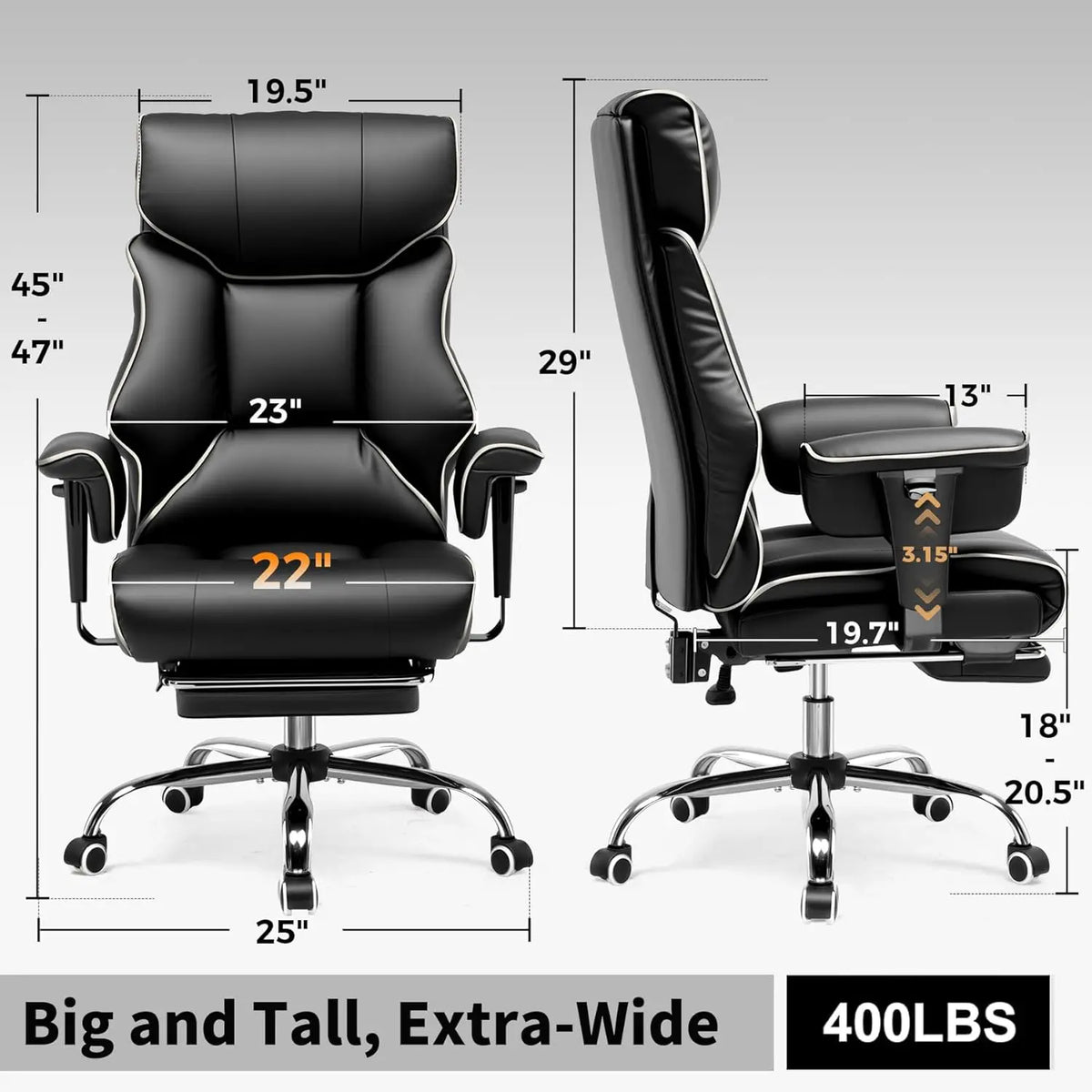 COMHOMA High Back Executive Office Chair Ergonomic Lumbar Support Leather