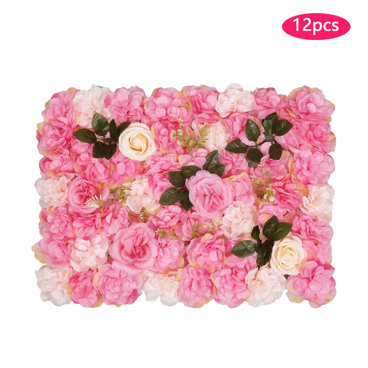 12 Artificial Wallflower Backgrounds, 24' X 16' Pink Floral Siding, for Home Party Wedding Decor Faux Roses in Pink As