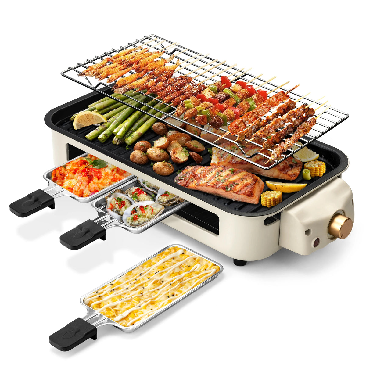 Sumetas Smokeless Electric Grill With Nonstick Removable Tray