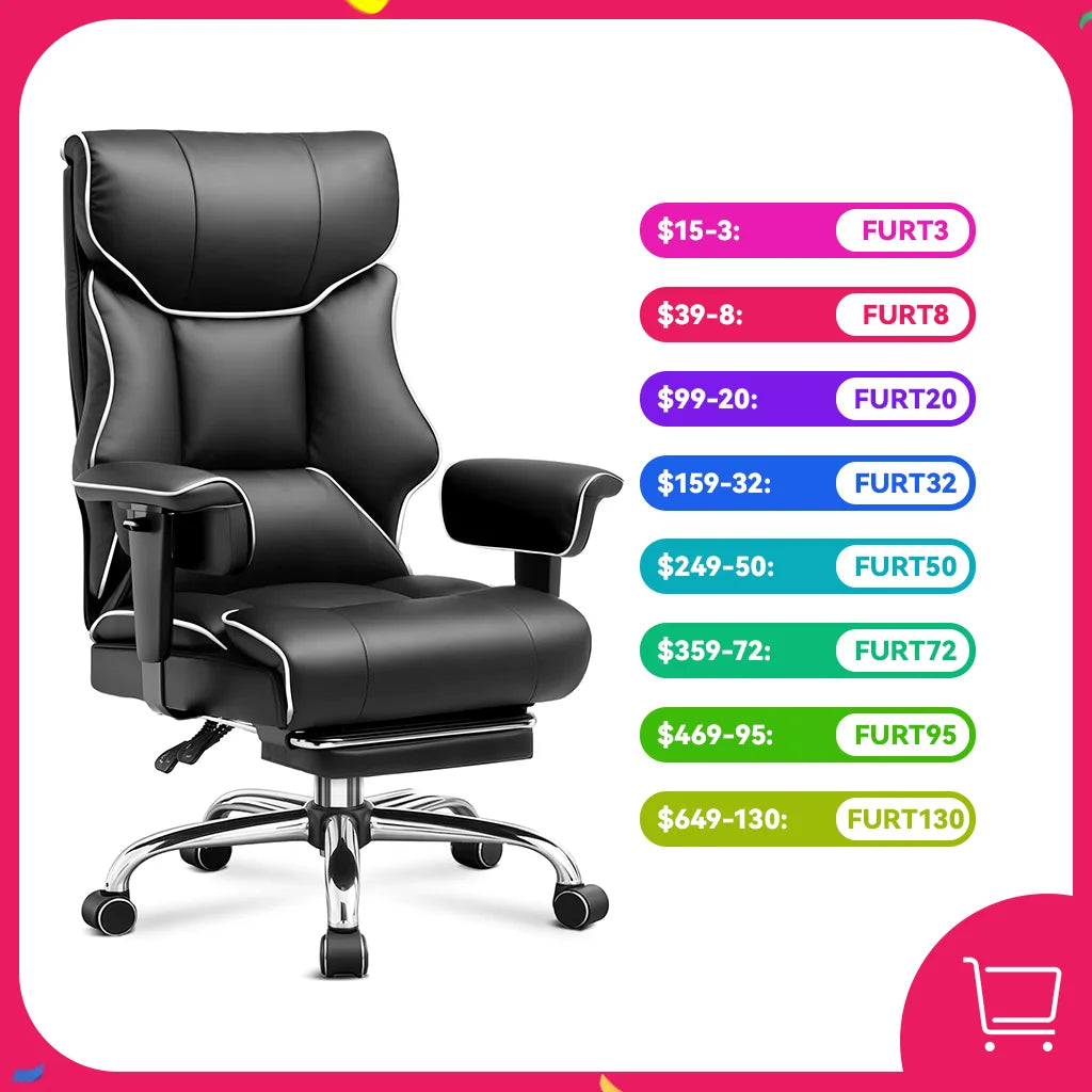 COMHOMA High Back Executive Office Chair Ergonomic Lumbar Support Leather