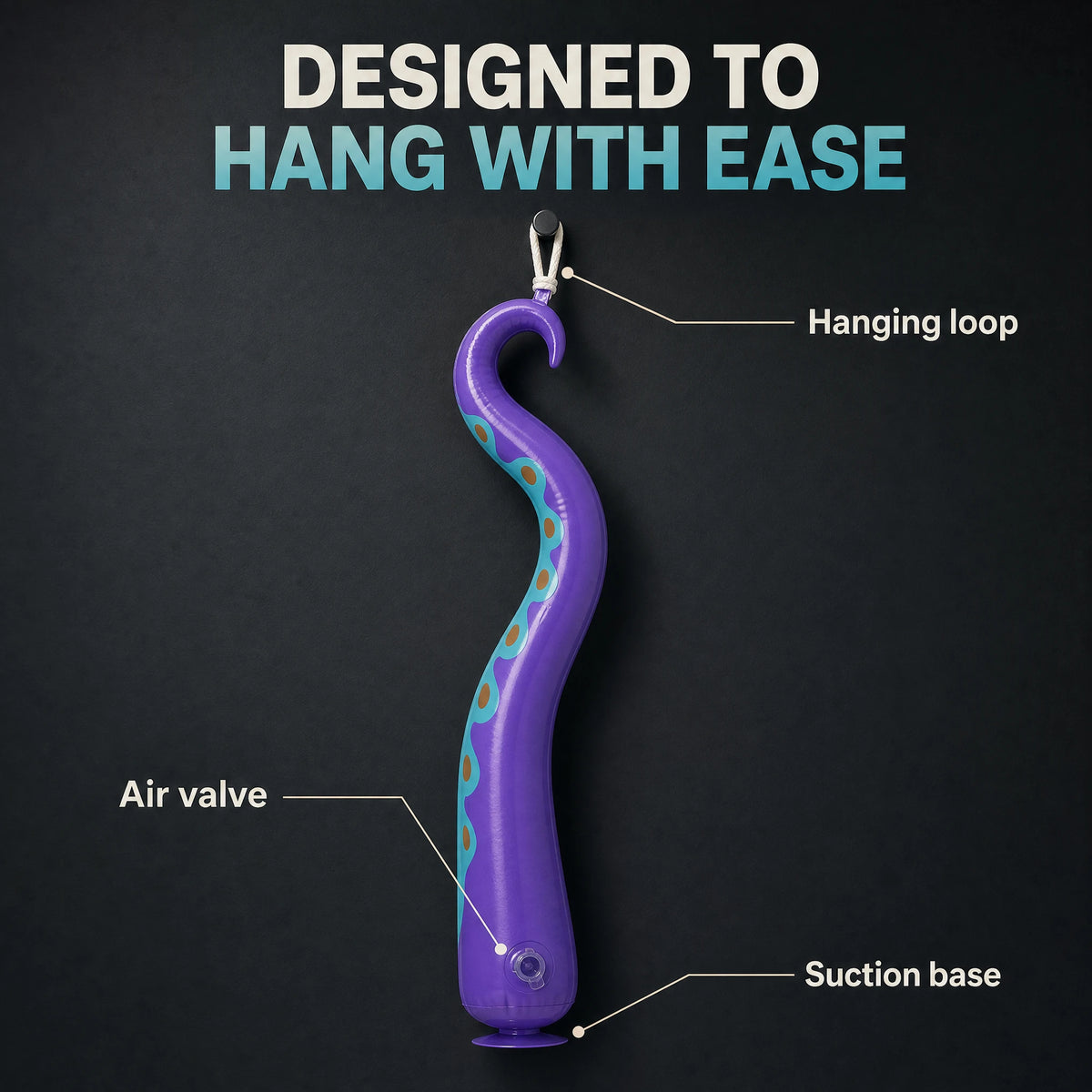 Halloween Purple Inflatable Octopus Tentacles, PVC Blow‑up Octopus Arms, Spooky Decor Props for Yard Window Haunted House Ocean Theme Party Supplies