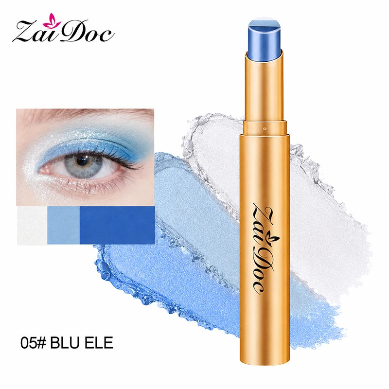 ZaiDoc 3 Color-in-1 Eyeshadow Stick Glitter Shimmer Natural Creamy Long Lasting Makeup 3.5g Each