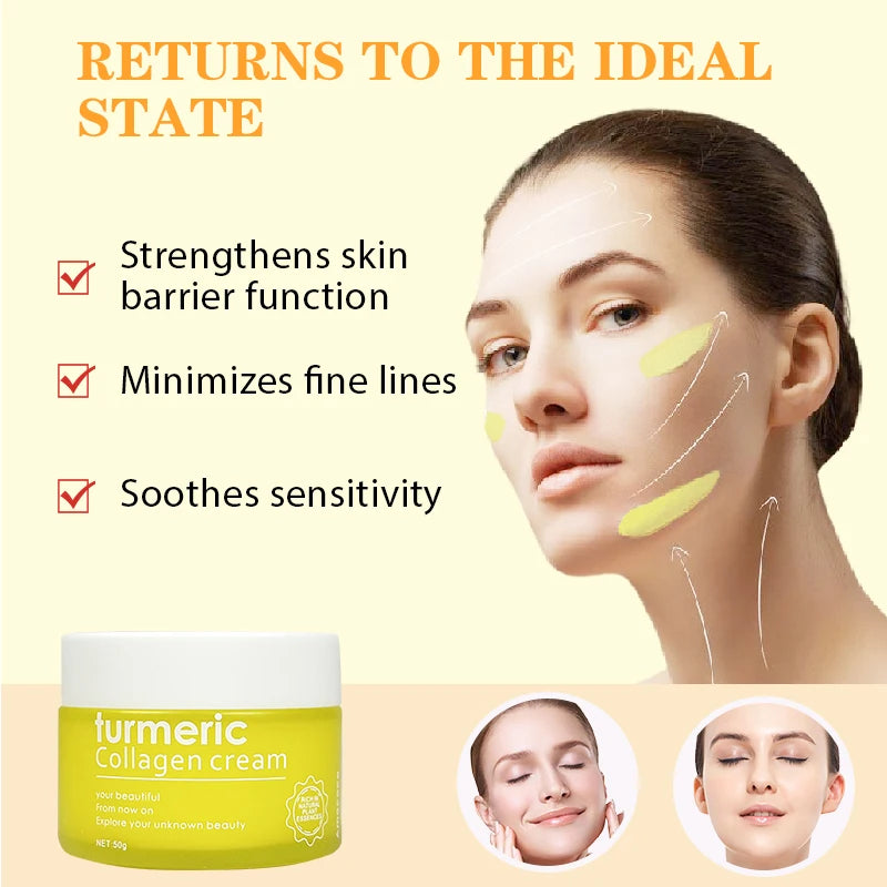 Amococo Natural Turmeric Face Cream Anti Aging Moisturizer With Collagen