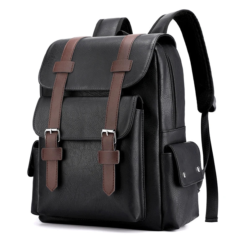 Stylish PU Leather Laptop Backpack With Multiple Pockets