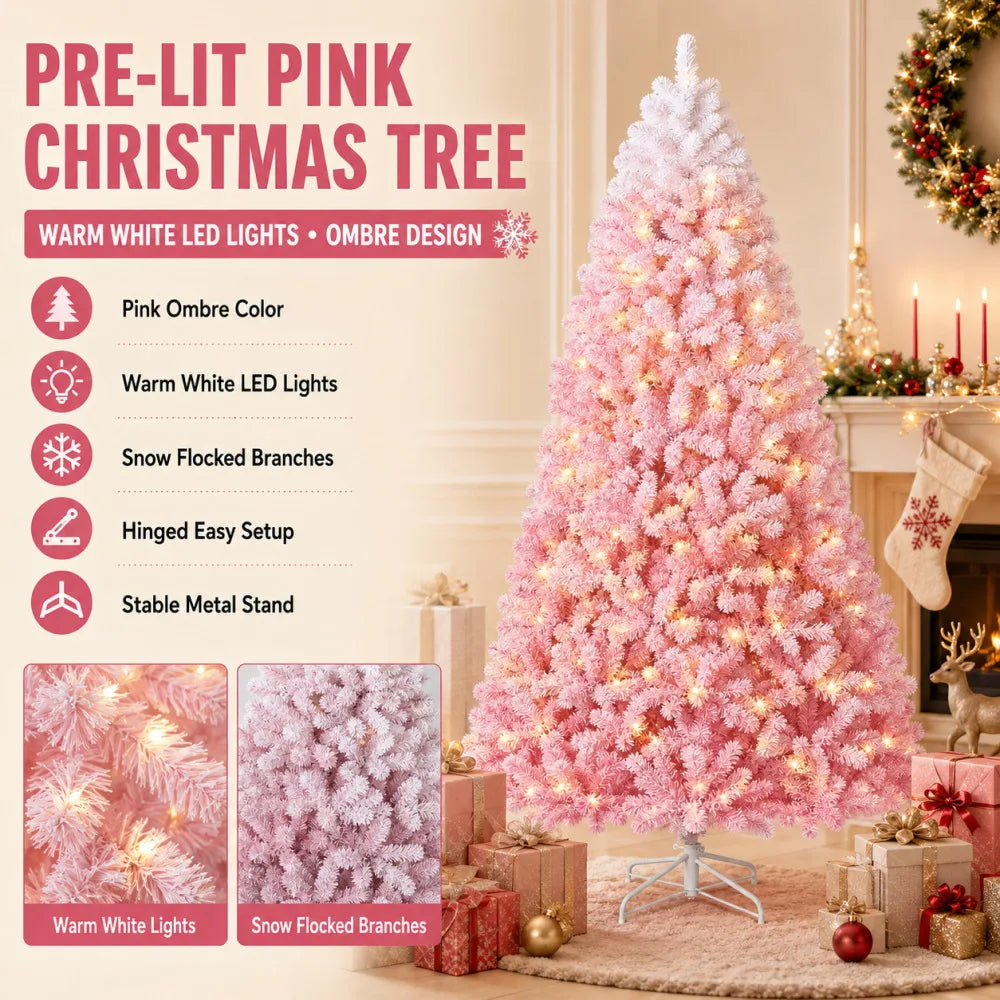 Flocked Artificial Christmas Tree For Festive Holiday Decor