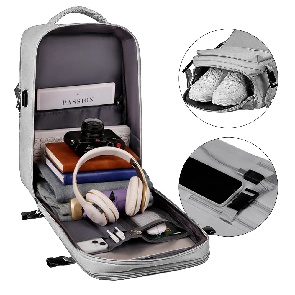 Large Capacity Travel Backpack With Laptop Compartment And Usb Port