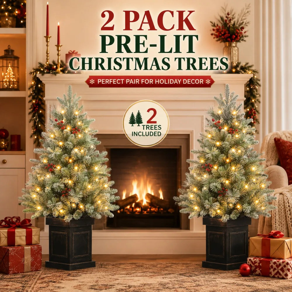 Pre Lit Artificial Christmas Tree With LED Lights And Timer