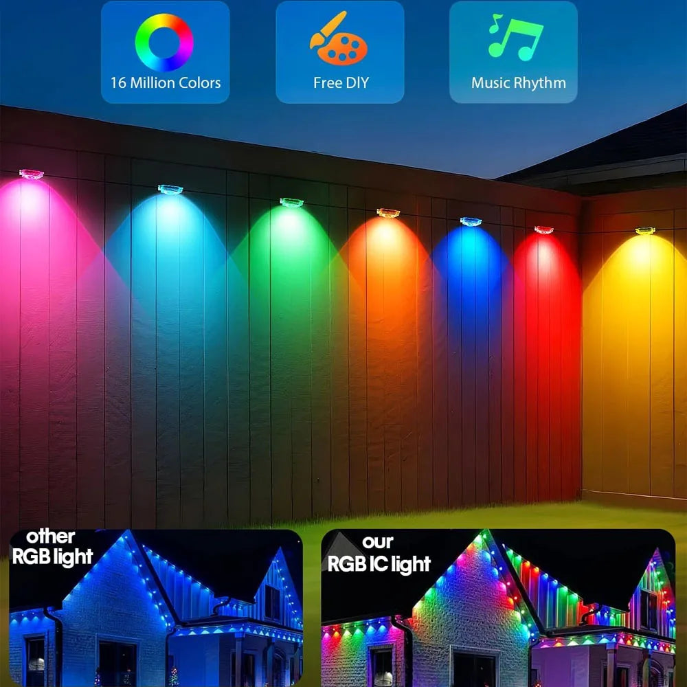 45M/60M/90M RGBIC Eaves Lights,LED Permanent Outdoor Lights with APP Remote Control  IP67 Waterproof String Lights for Christmas