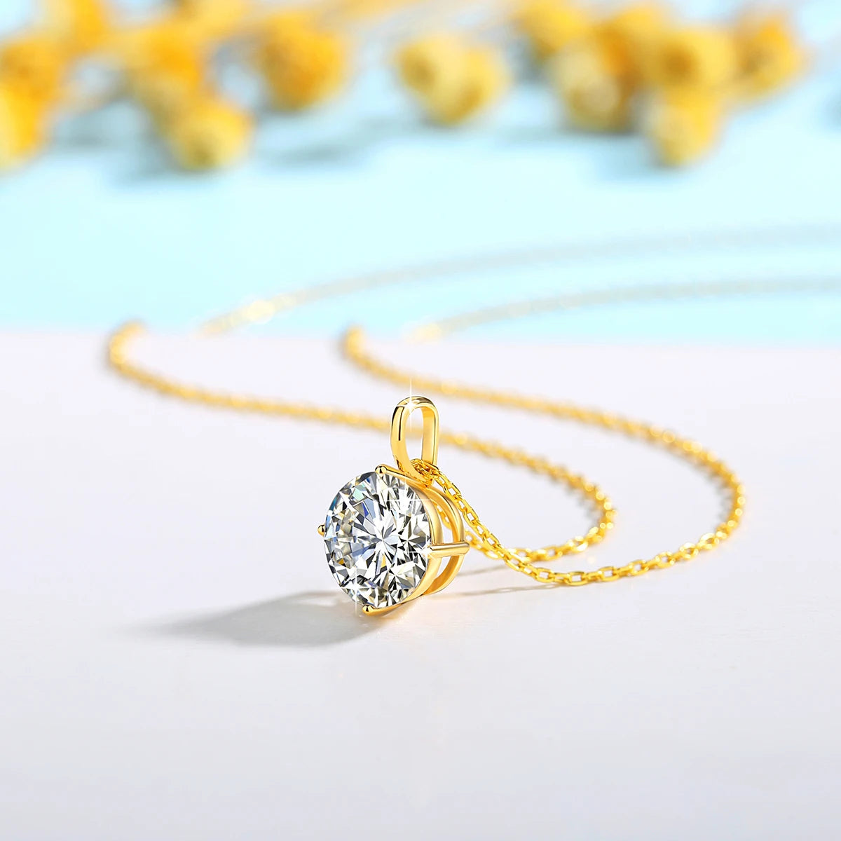 Silver Chakra 14k Gold Moissanite Pendant Necklace For Women