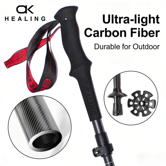 Okhealing Carbon Fiber Telescopic Trekking Poles For Hiking