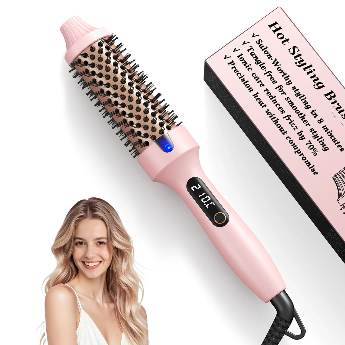 Bopal Heated Curling Iron Brush Anti Scald Hair Volumizing Styler