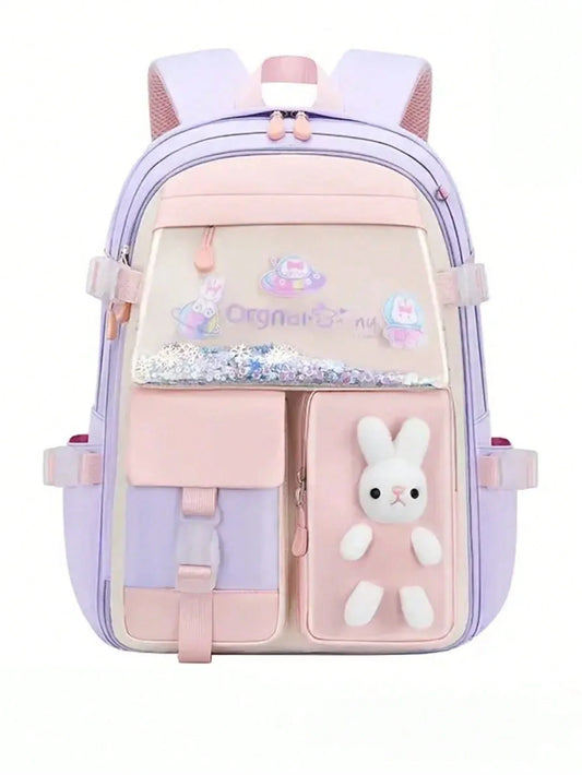 Lightweight Polyester Schoolbag With Multiple Pockets And Reflective Strips