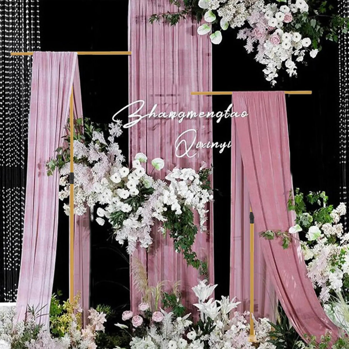 4Pcs 8FT Adjustable Backdrop Stand Wedding Draping Frame For Sheer Fabric Signs Party Birthday Banquet Decor Fabric Not Included