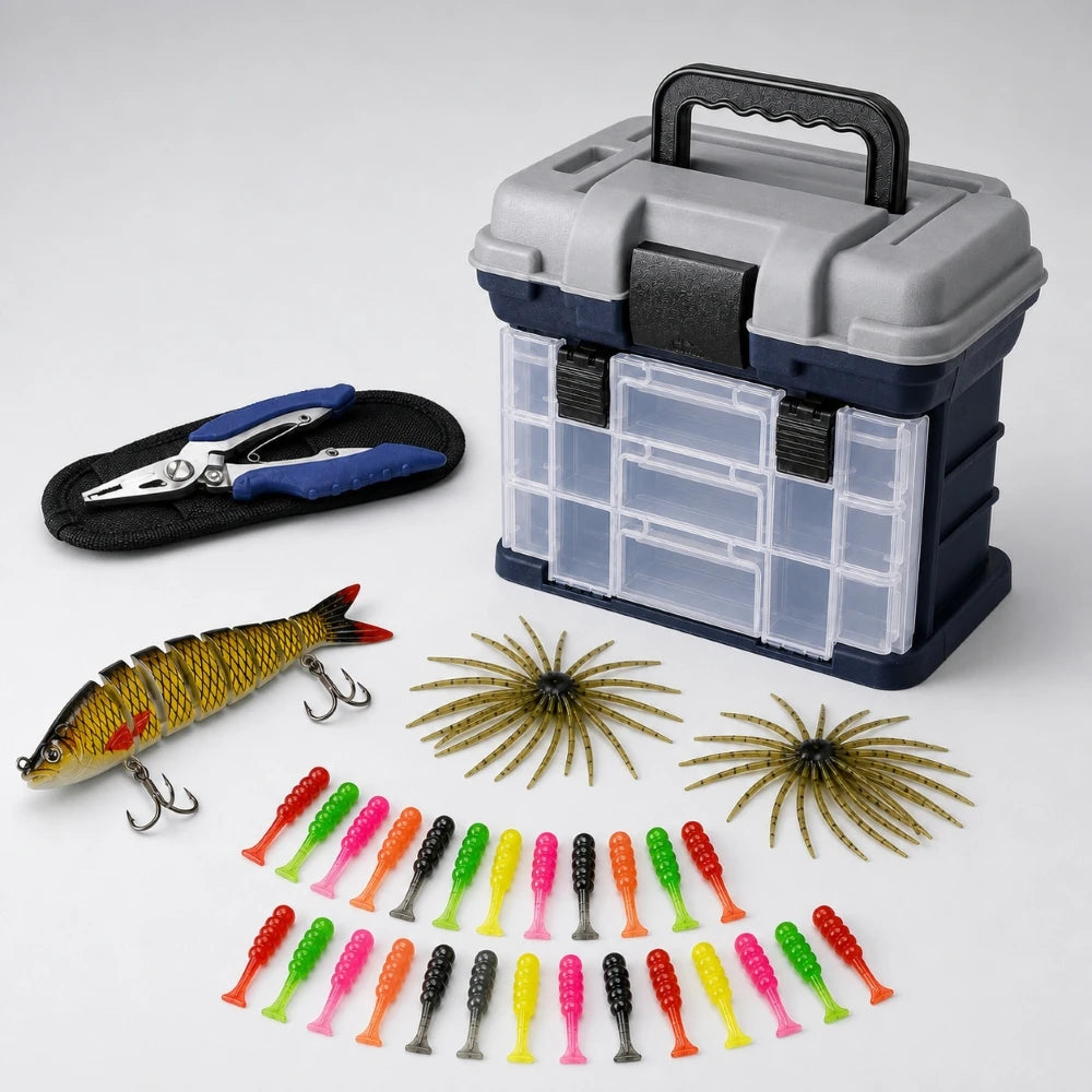 Zoe Portable Fishing Tackle Box Kit With Pliers And Lures