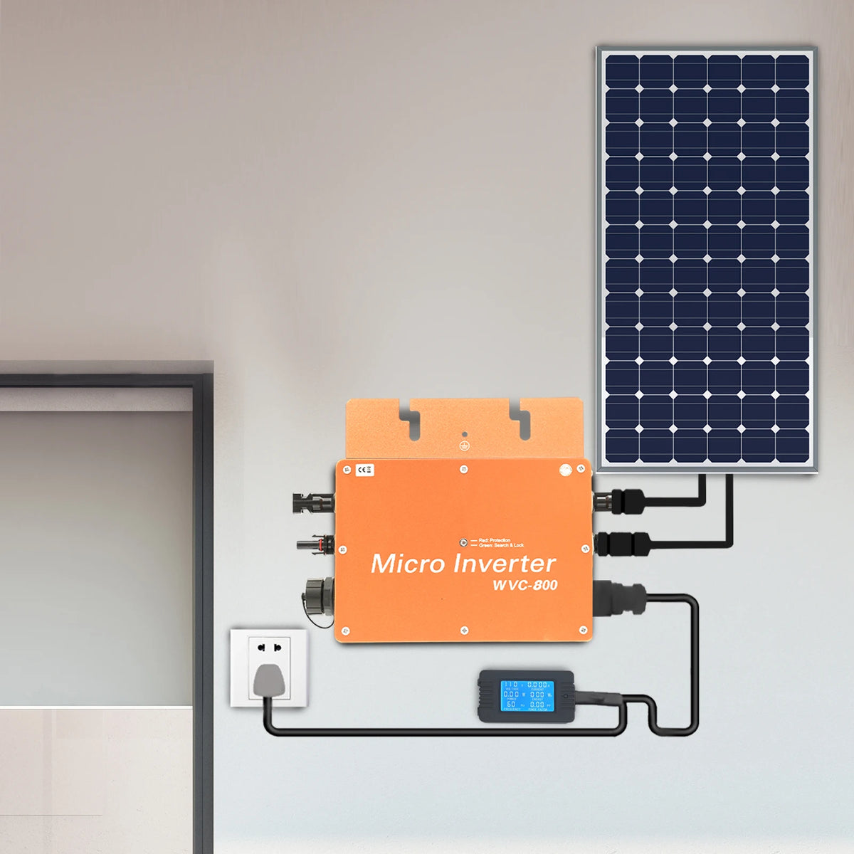 800W Solar Power Inverter US Standard LCD Display Smooth Edge High Security Easy Install for Renewable Energy Systems