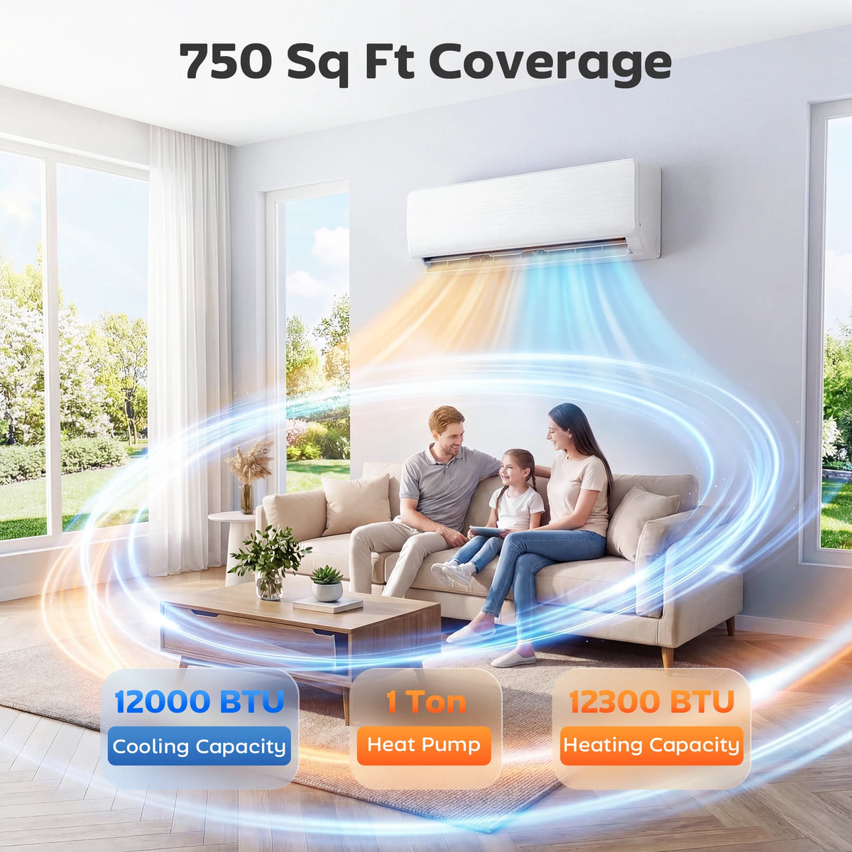 12000 BTU Mini Split Heat Pump 22 SEER2 Wifi Kit