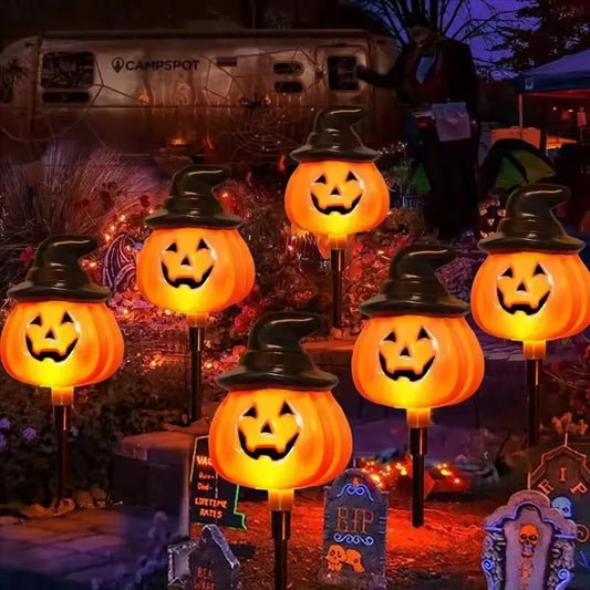 5pcs Pack Solar Powered Outdoor Pumpkin Lights Halloween Fall Waterproof Decorations Garden Lanterns for Lawn Yard Path Party