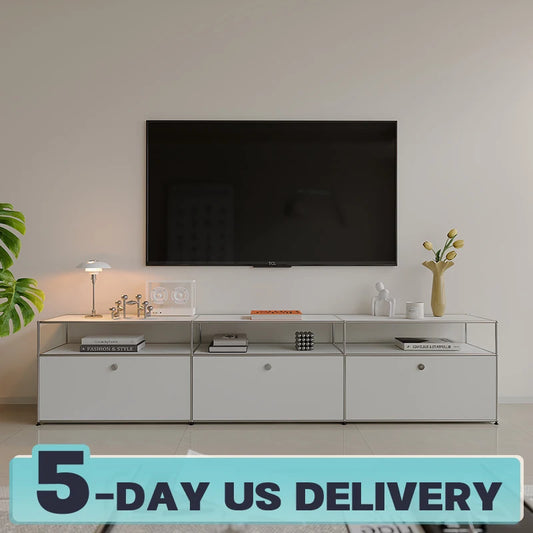 Bigcityfur Modern Metal TV Stand With Corner Storage And Display Shelf