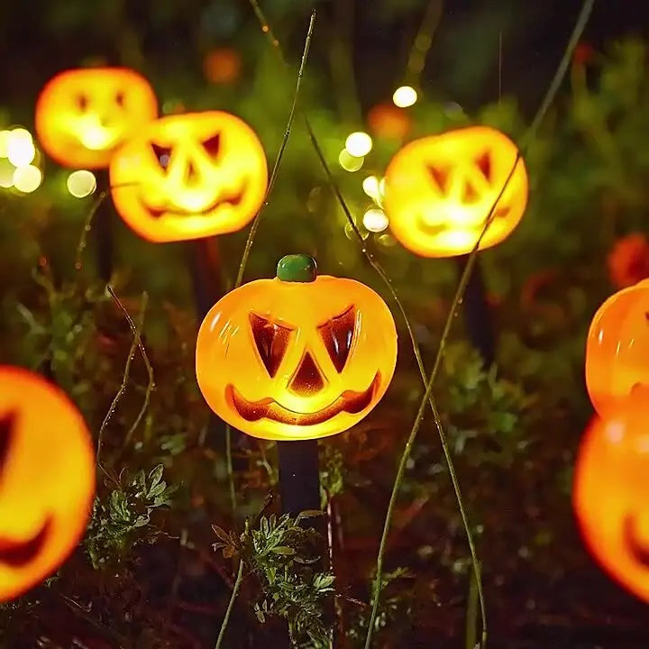 5pcs Pack Solar Powered Outdoor Pumpkin Lights Halloween Fall Waterproof Decorations Garden Lanterns for Lawn Yard Path Party