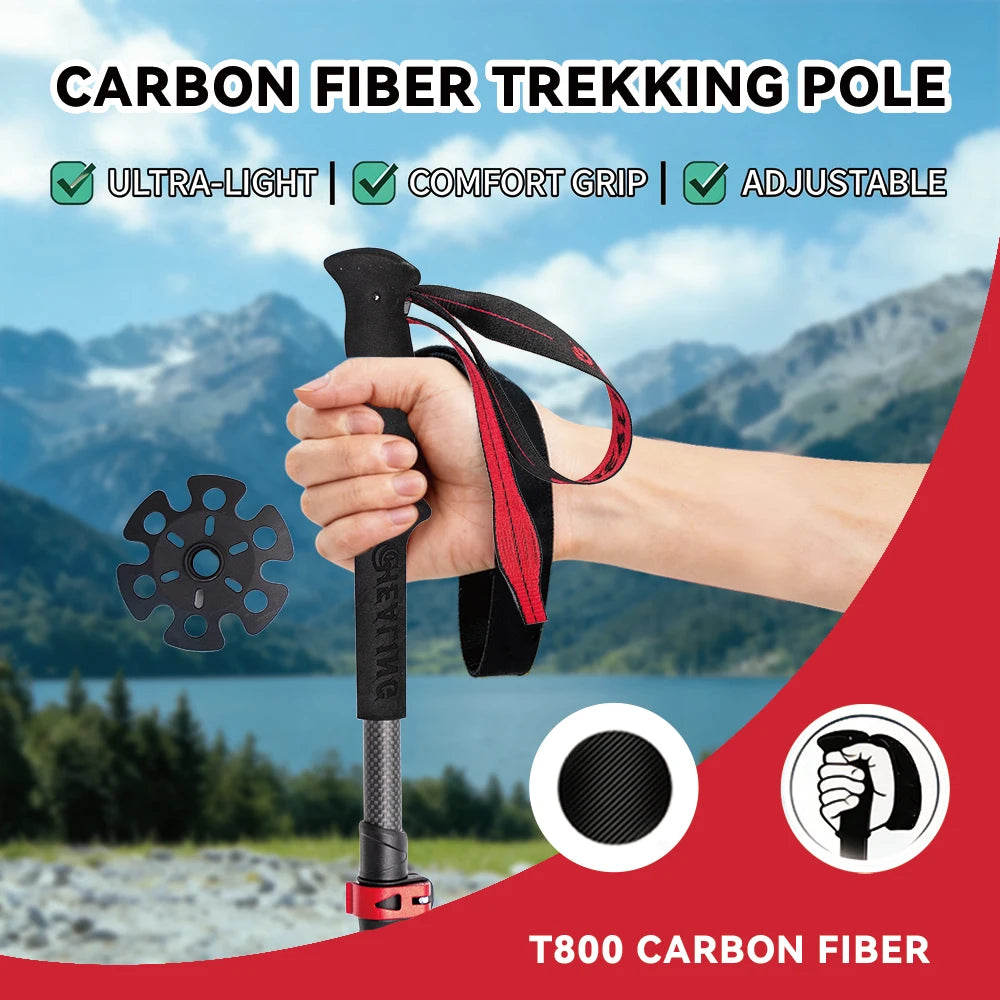 Okhealing Carbon Fiber Telescopic Trekking Poles For Hiking