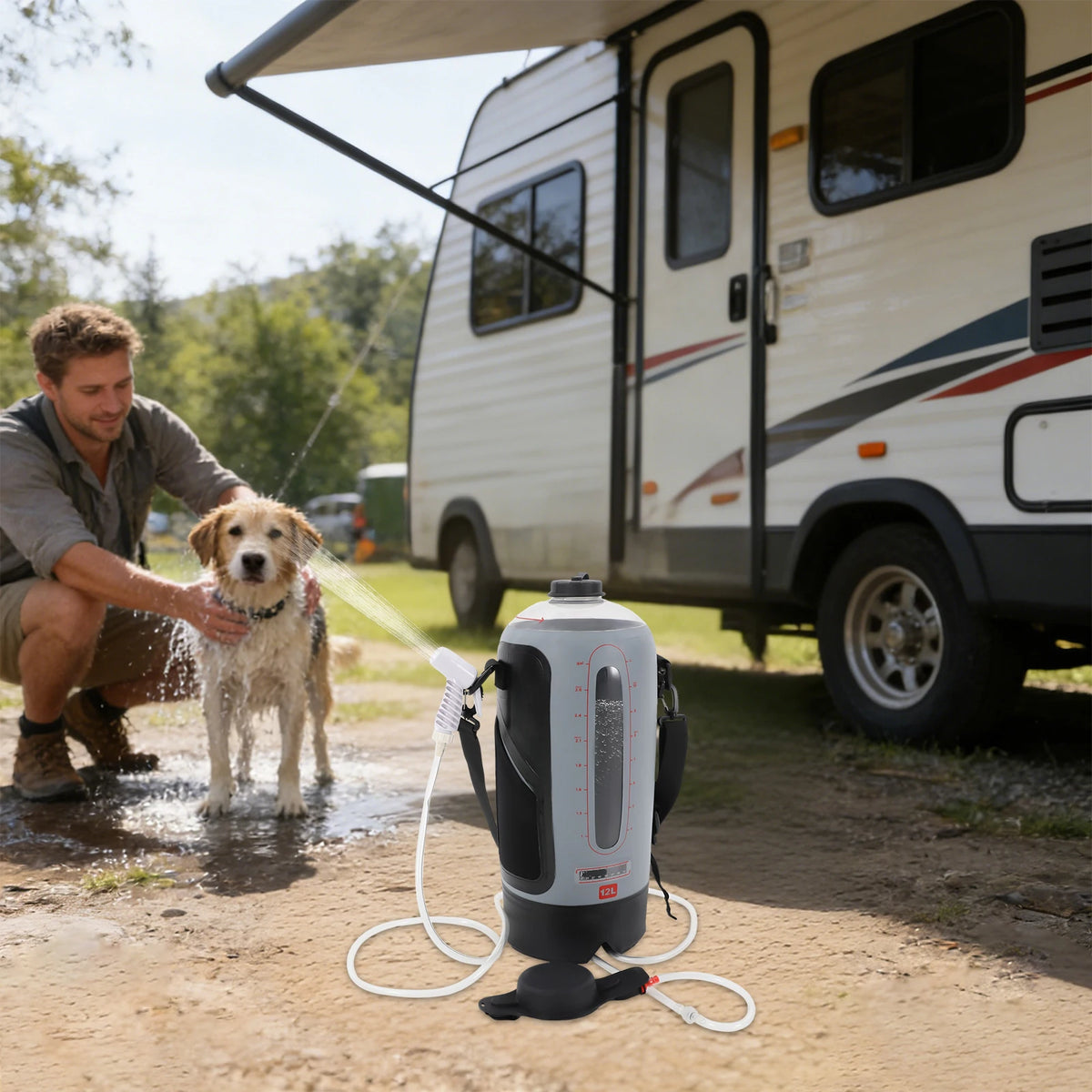 Bymaocar Portable Pressure Camp Shower with Air Pump for Outdoor