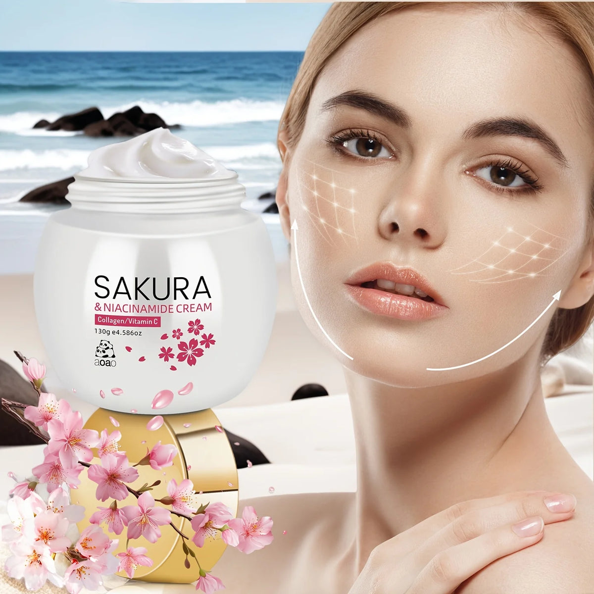 Aoao Sakura Hydrating Face Cream Infused With Collagen And Niacinamide