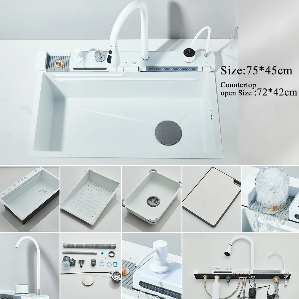 Myqualife 304 Stainless Steel Kitchen Sink With Integrated Digital Faucet