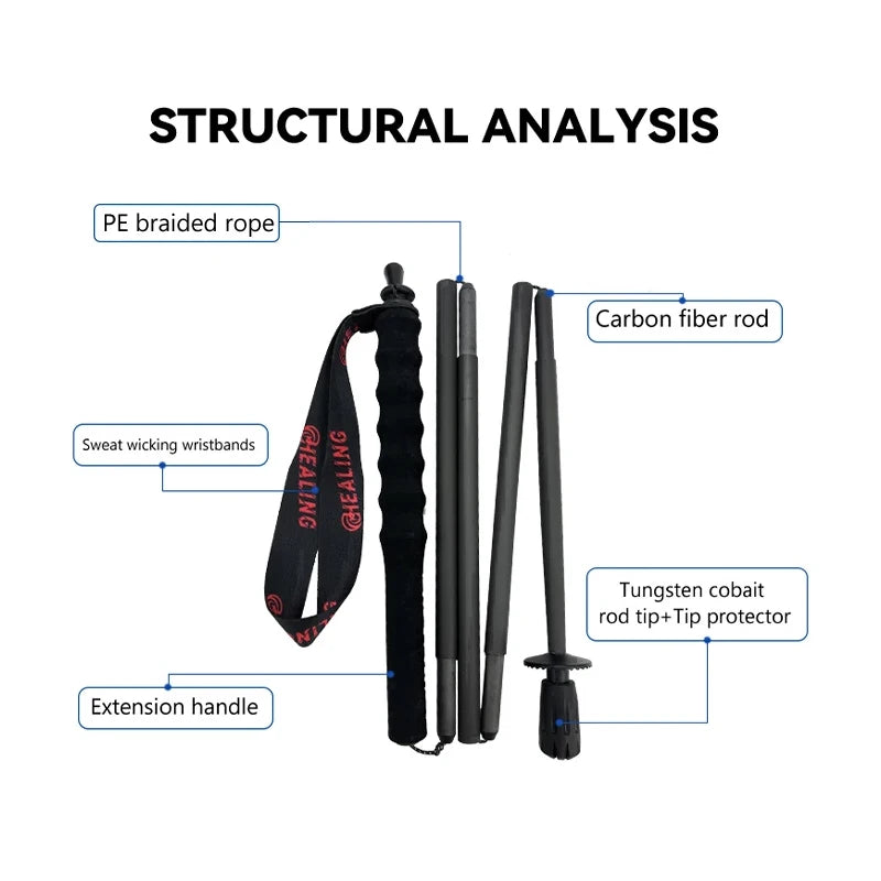 OKHEALING Carbon Fiber Foldable Trekking Poles Lightweight Anti Shock